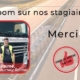 Remerciement à nos stagiaires pour leur implication dans notre métier du transport routier