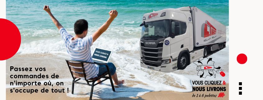 En vacances, passez vos commandes de transport sur la plage via notre application Vous cliquez et nous livrons