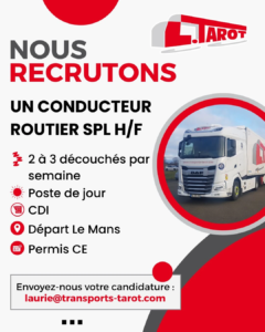 Annonce offre emploi conducteur spl Le Mans Transports Tarot