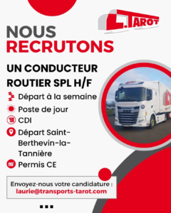 Annonce offre emploi conducteur spl St Berthevin La Tannière Transports Tarot