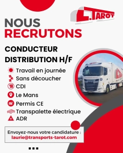 Annonce offre emploi conducteur spl Le Mans Transports Tarot